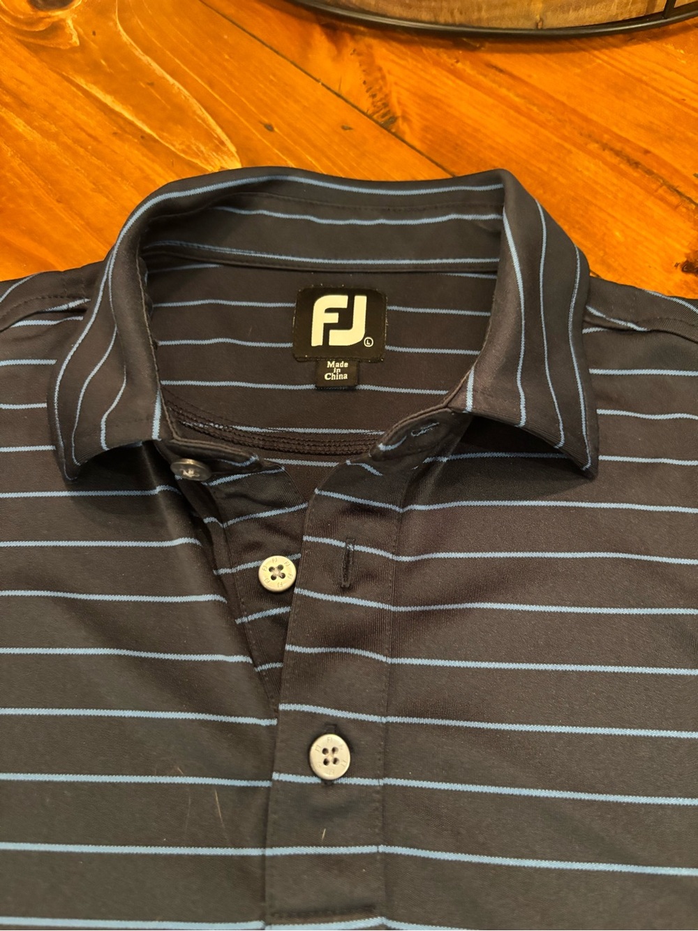 FootJoy Navy Polo with Light Blue Pinstripes Long Sleeves